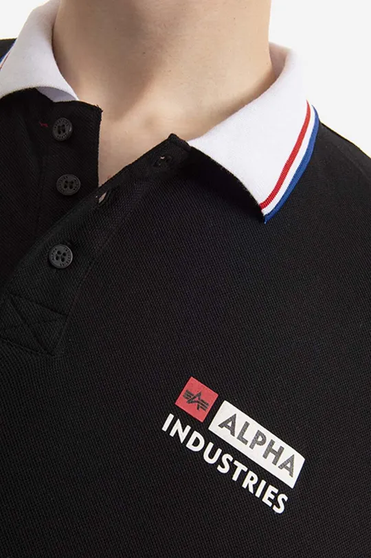 černá Bavlněné polo tričko Alpha Industries Contrast Polo