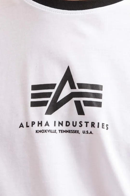 biały Alpha Industries t-shirt bawełniany Tee Contrast
