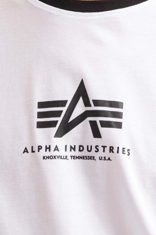 fehér Alpha Industries pamut póló Tee Contrast