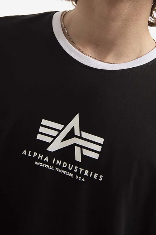 черен Памучна тениска Alpha Industries Basic