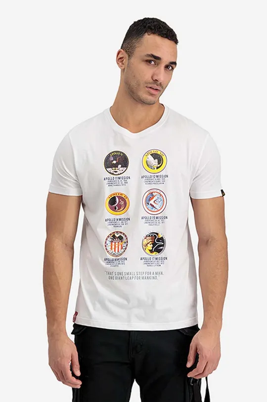 alb Alpha Industries tricou din bumbac Apollo Mission De bărbați