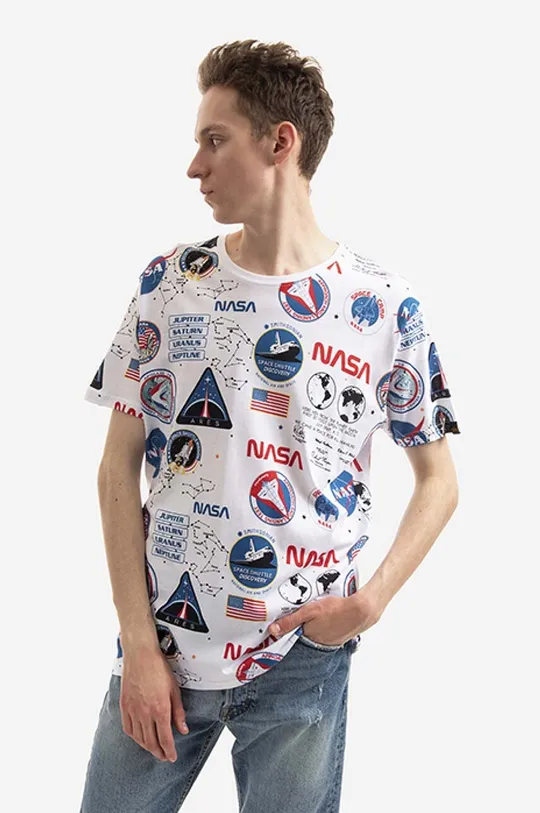 білий Бавовняна футболка Alpha Industries x NASA Чоловічий