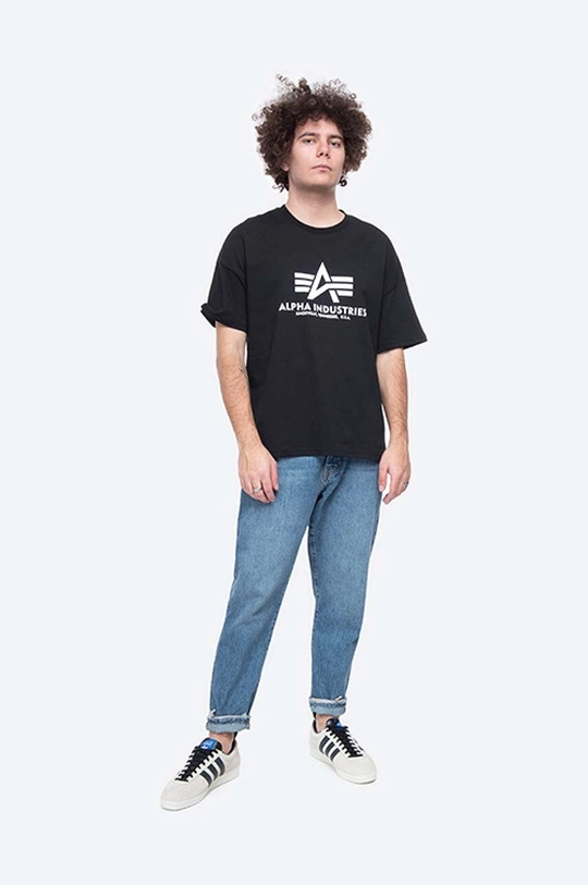 Bavlněné tričko Alpha Industries Basic černá