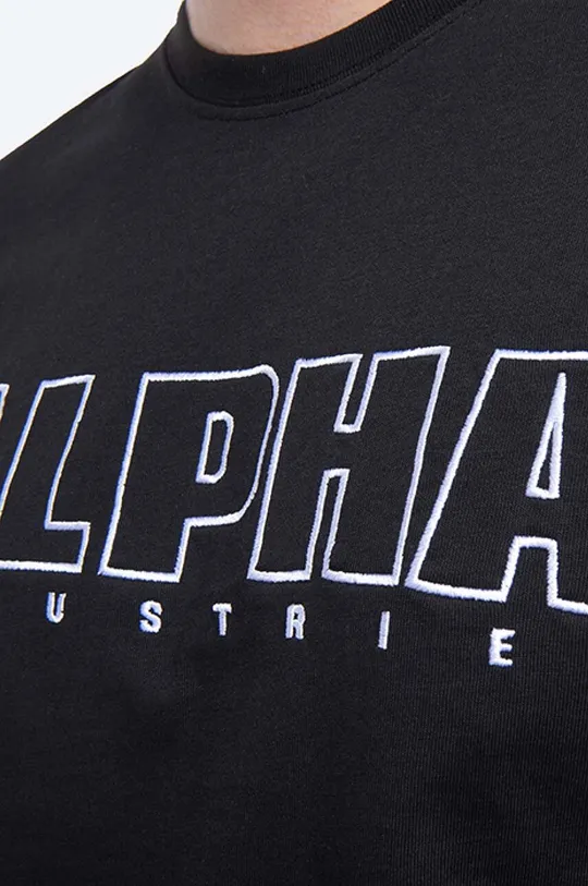 μαύρο Βαμβακερό μπλουζάκι Alpha Industries Embroidery Heavy Tee