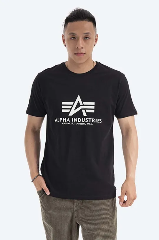 чёрный Хлопковая футболка Alpha Industries Basic T Kryptonite Мужской