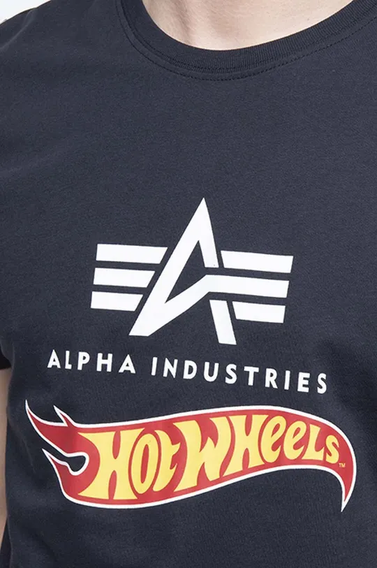 granatowy Alpha Industries t-shirt bawełniany Hot Wheels Flag T