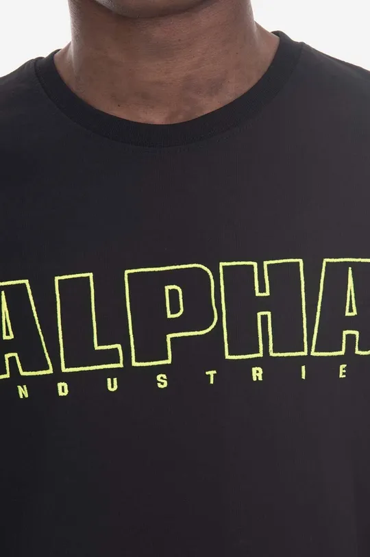 czarny Alpha Industries t-shirt bawełniany Embroidery Heavy Tee