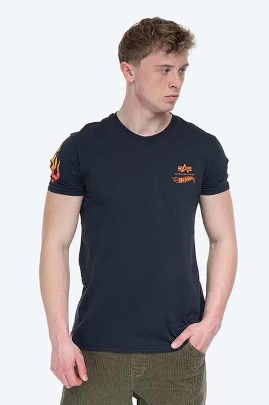 námořnická modř Bavlněné tričko Alpha Industries Flame T Pánský