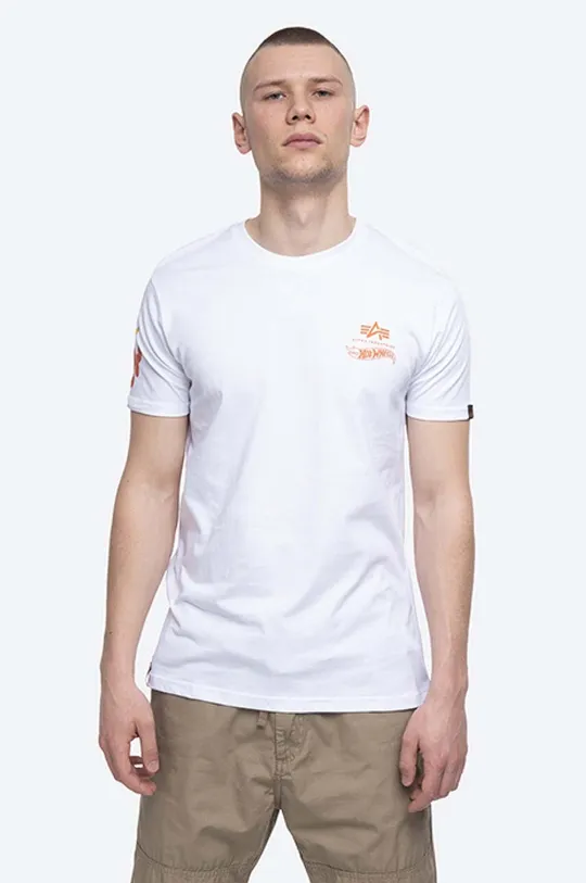 white Alpha Industries cotton T-shirt Hot Wheels Flame Men’s