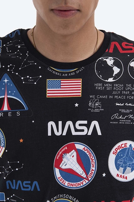 čierna Bavlnené tričko Alpha Industries Nasa Aop