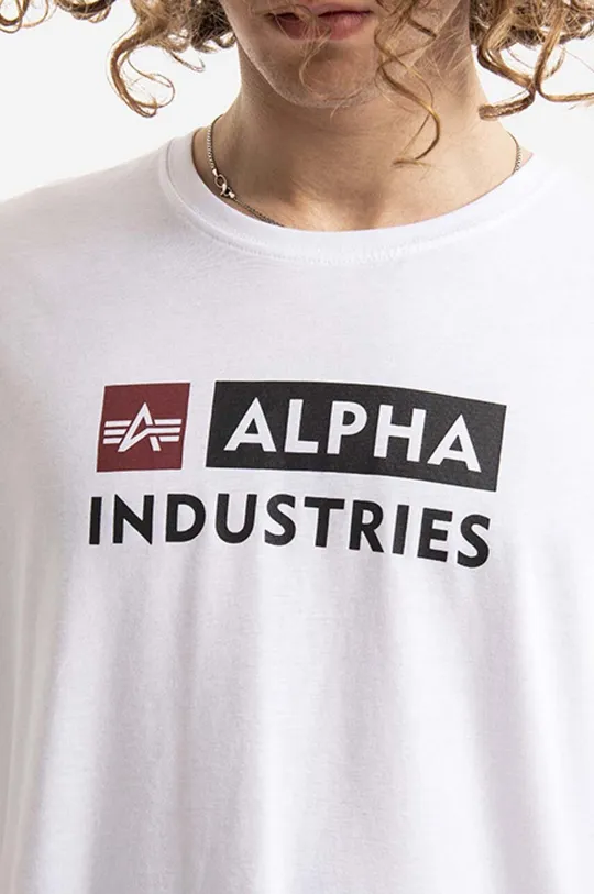 белый Хлопковая футболка Alpha Industries Alpha Block-Logo Tee