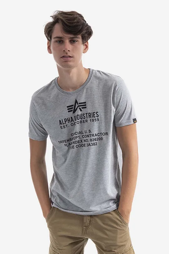 szary Alpha Industries t-shirt bawełniany Fundamental Tee Męski
