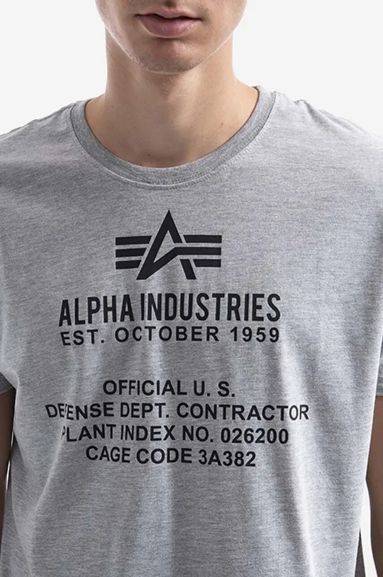 szary Alpha Industries t-shirt bawełniany Fundamental Tee