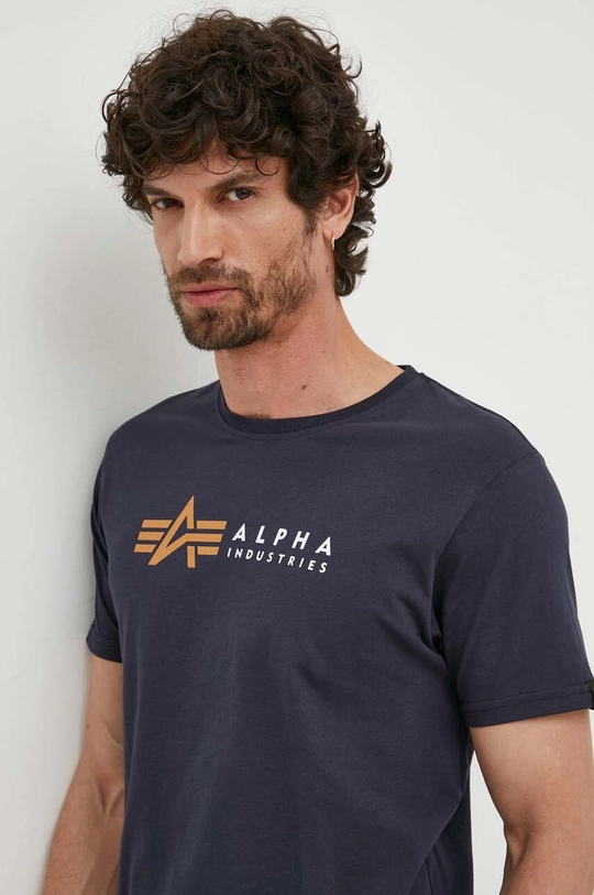 bleumarin Alpha Industries tricou din bumbac Koszulka Alpha Industries Alpha Label T 118502 07