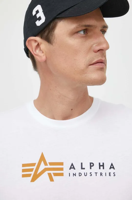 biały Alpha Industries t-shirt bawełniany  Alpha Label T