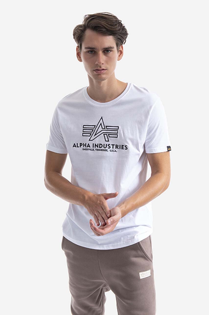 biały Alpha Industries t-shirt bawełniany Męski