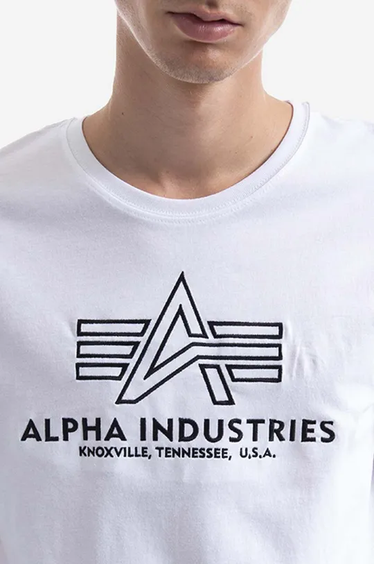 λευκό Βαμβακερό μπλουζάκι Alpha Industries