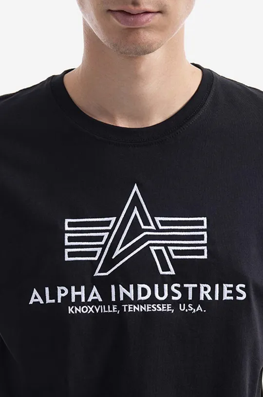 чёрный Хлопковая футболка Alpha Industries