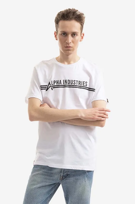 biela Bavlnené tričko Alpha Industries Pánsky