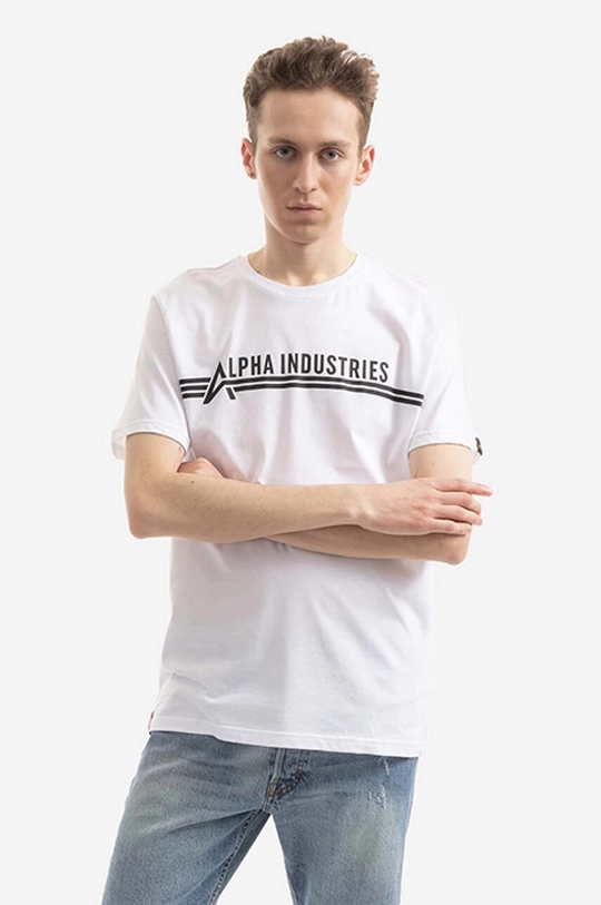 λευκό Βαμβακερό μπλουζάκι Alpha Industries Koszulka Alpha Industries T 126505 92 Ανδρικά