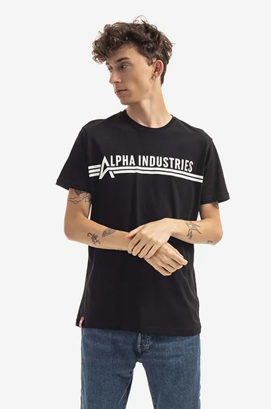 μαύρο Βαμβακερό μπλουζάκι Alpha Industries Koszulka Alpha Industries T 126505 95 Ανδρικά