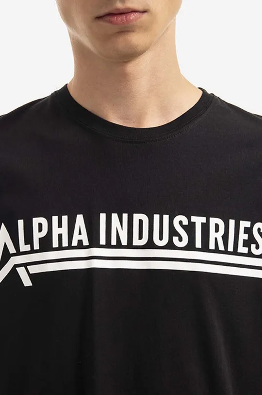 μαύρο Βαμβακερό μπλουζάκι Alpha Industries Koszulka Alpha Industries T 126505 95