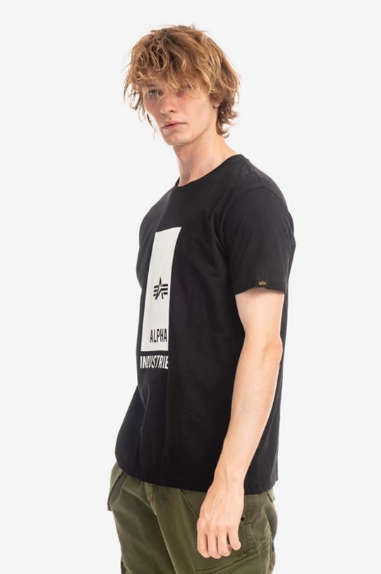 black Alpha Industries cotton T-shirt  Alpha Industries Block Logo T 126547 03 Men’s