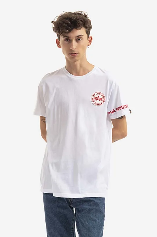 λευκό Βαμβακερό μπλουζάκι Alpha Industries Ανδρικά