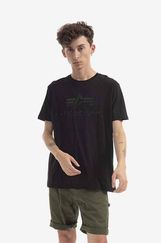 Bavlněné tričko Alpha Industries T 126504 03 černá