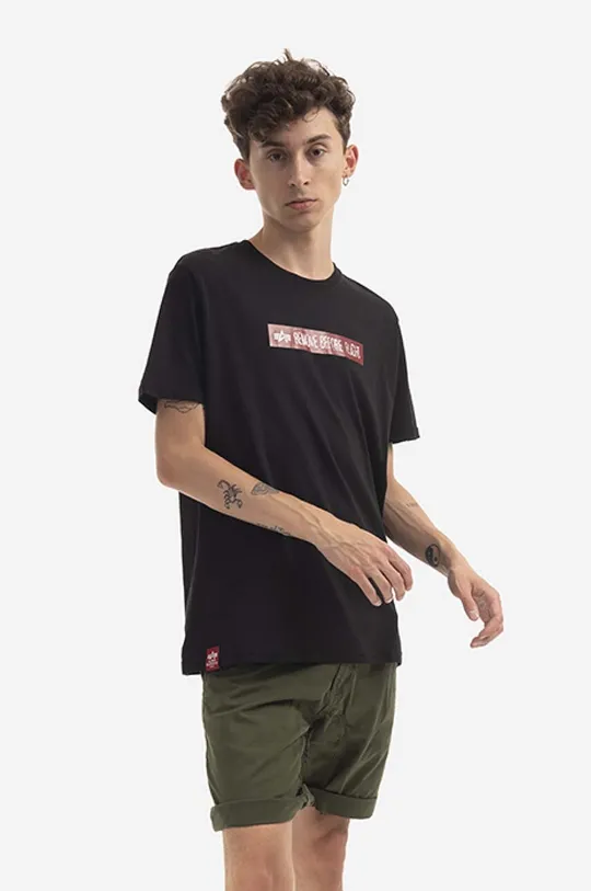 negru Alpha Industries tricou din bumbac Rbf Latex Print T De bărbați