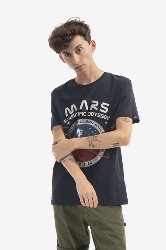 Alpha Industries t-shirt bawełniany Mission To Mars T granatowy