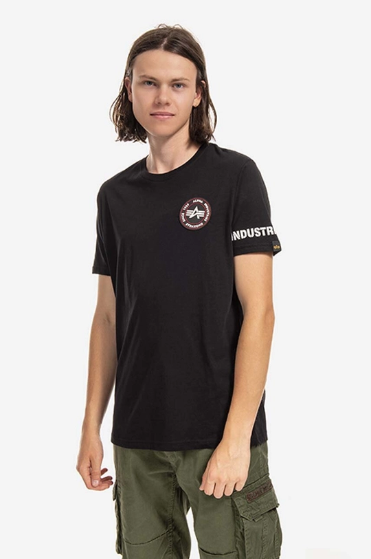 czarny Alpha Industries t-shirt bawełniany Męski