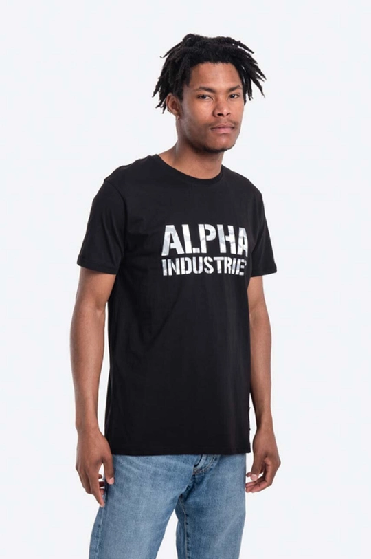 czarny Alpha Industries t-shirt bawełniany Męski