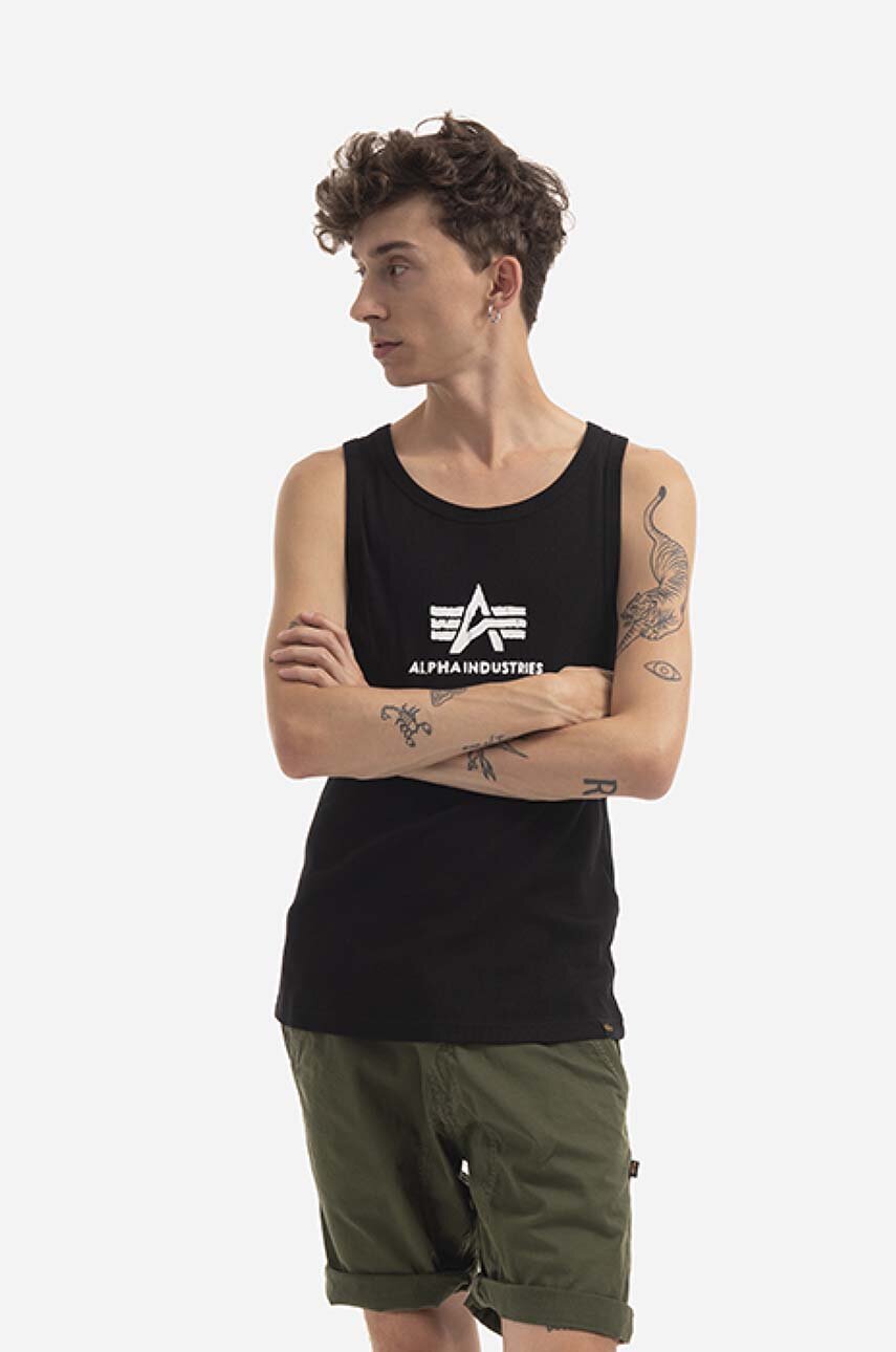 czarny Alpha Industries t-shirt bawełniany Męski