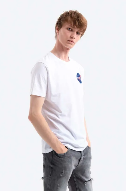 white Alpha Industries cotton t-shirt Space Shuttle T Men’s