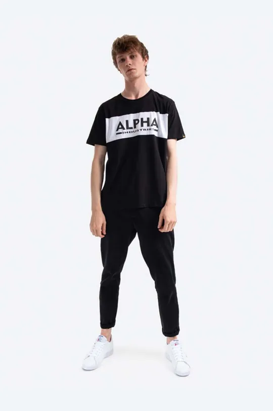 Βαμβακερό μπλουζάκι Alpha Industries μαύρο