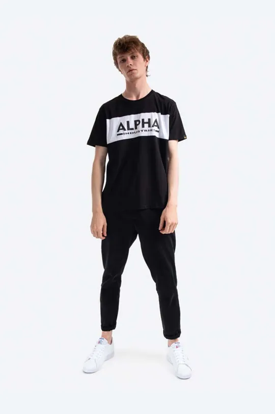 Bavlněné tričko Alpha Industries černá