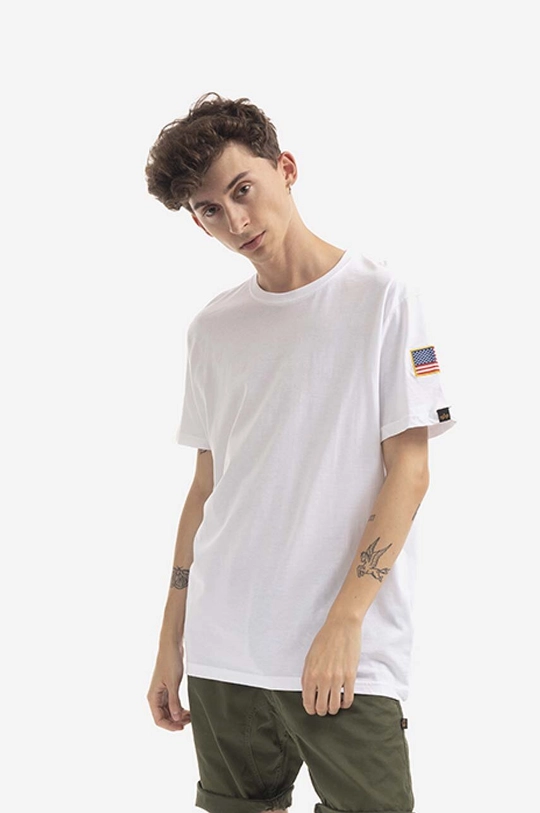 alb Alpha Industries tricou din bumbac Koszulka Alpha Industries 176506 09 De bărbați