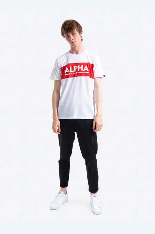 Bavlnené tričko Alpha Industries biela