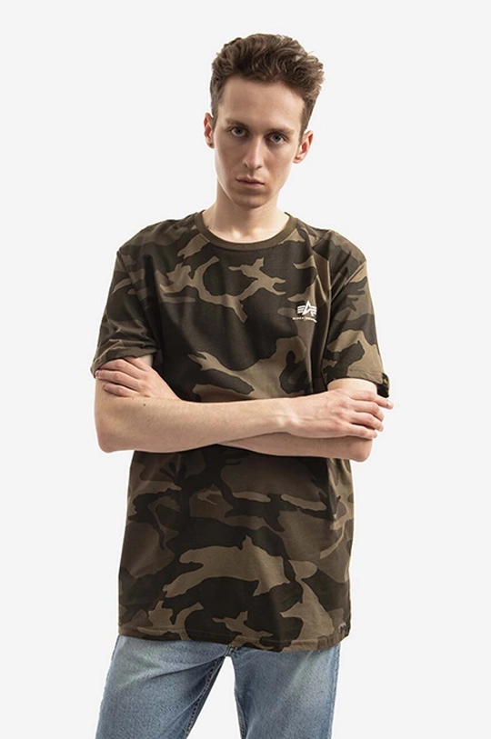 zelená Bavlněné tričko Alpha Industries Pánský