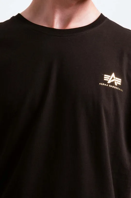 μαύρο Βαμβακερό μπλουζάκι Alpha Industries