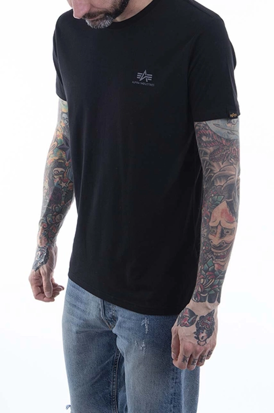 negru Alpha Industries tricou din bumbac De bărbați