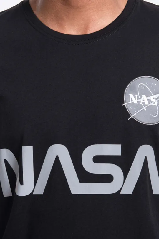 μαύρο Βαμβακερό μπλουζάκι Alpha Industries x NASA