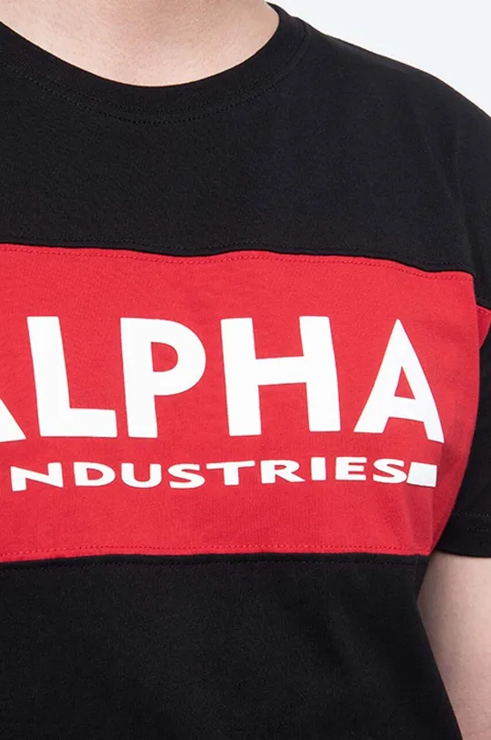 μαύρο Βαμβακερό μπλουζάκι Alpha Industries Inlay T