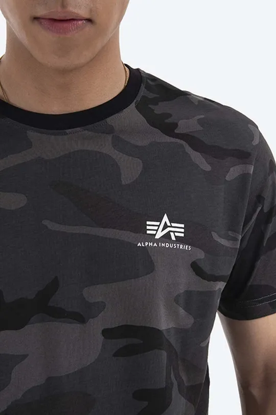 czarny Alpha Industries t-shirt bawełniany Basic T Small Logo Camo