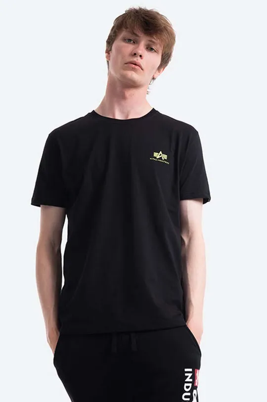 czarny Alpha Industries t-shirt bawełniany Basic Męski
