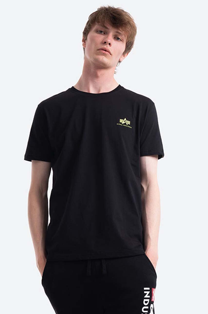 černá Bavlněné tričko Alpha Industries Basic Pánský