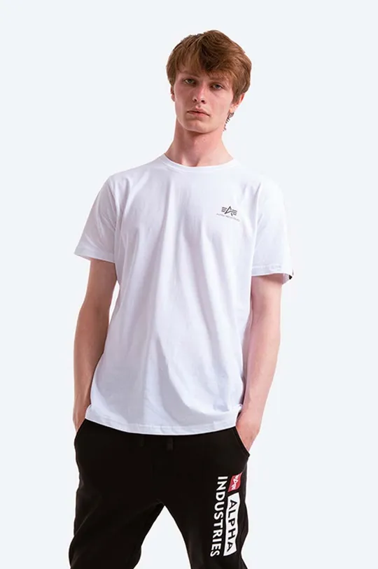 biały Alpha Industries t-shirt bawełniany Basic Męski