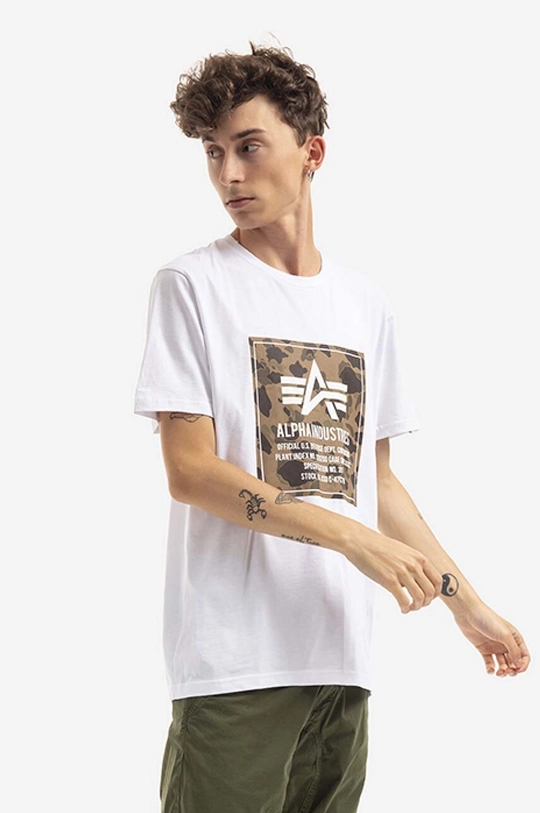 white Alpha Industries cotton T-shirt Camo Block Men’s