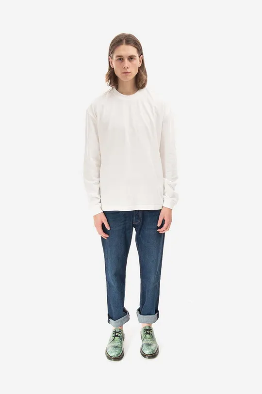 Bavlnené tričko s dlhým rukávom Guess Long Sleeve Mockneck biela